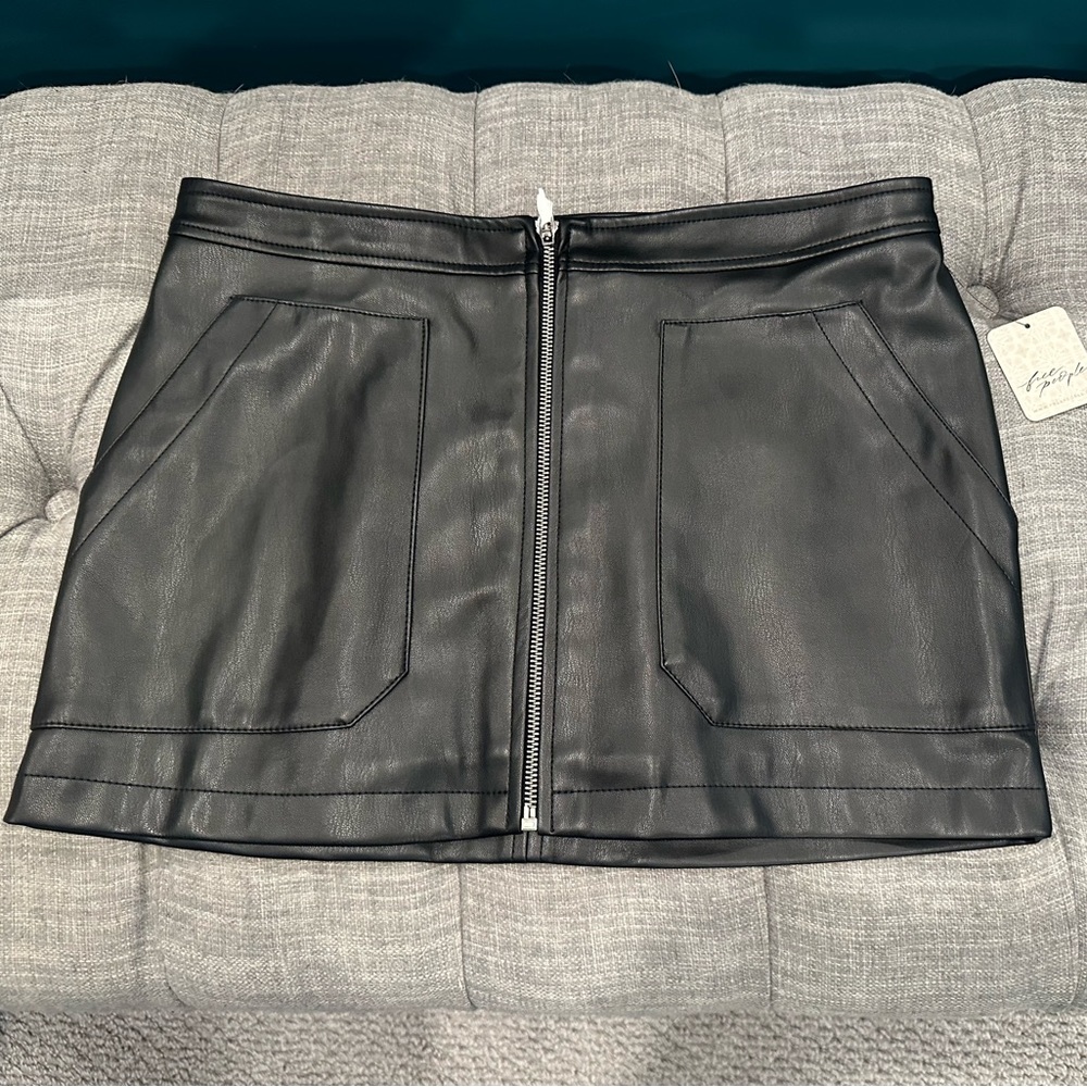 NWT Free People vegan leather mini skirt - Picture 1 of 10